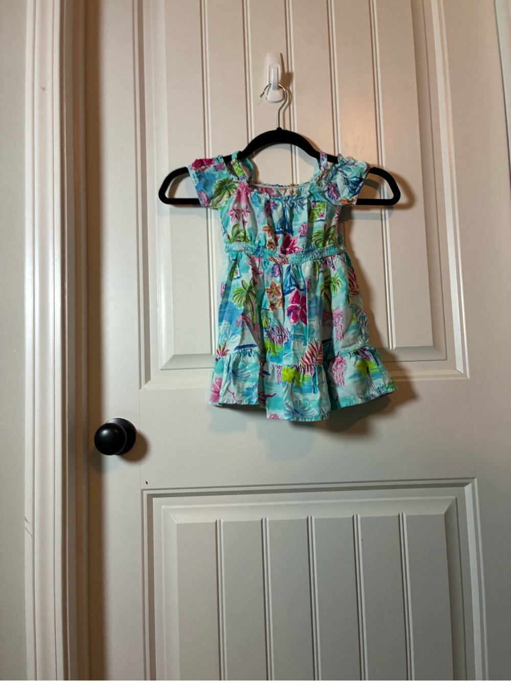 The Children's Place Floral Ruffle Dress - Aqua Pink